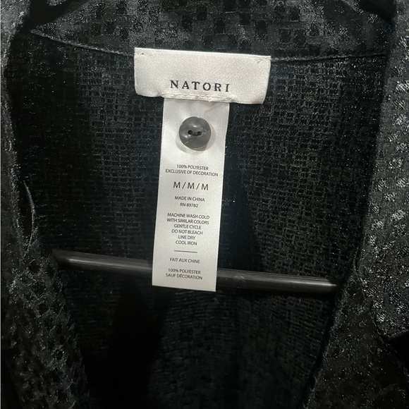 Natori Black Long Sleeve Collared Shirt - Picture 2 of 4